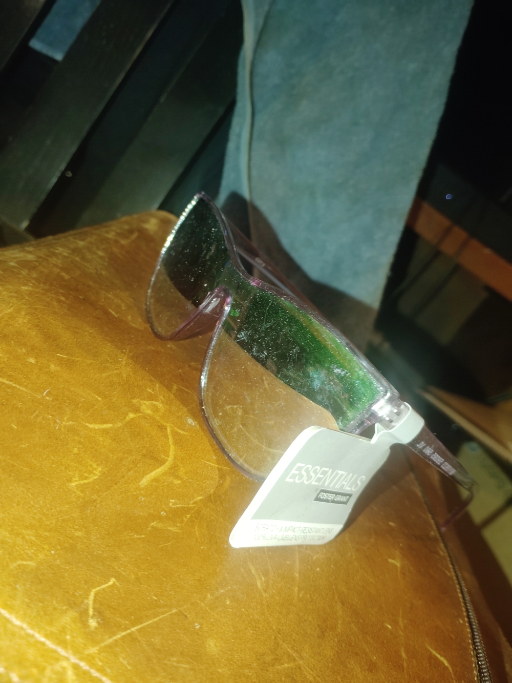 Essentials Women's Foster Grant Clear Purple Shield Sunglasses with Tint
